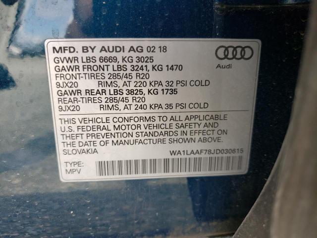 2018 AUDI Q7 PREMIUM WA1LAAF78JD030615