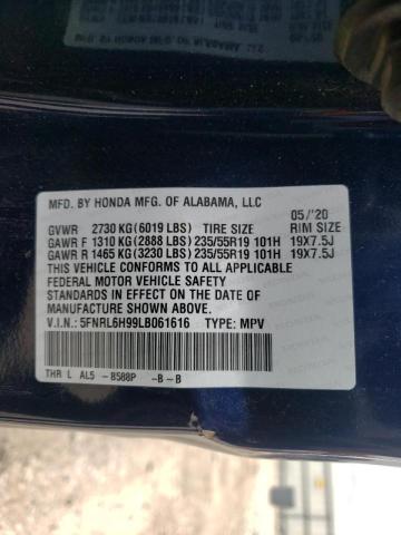 2020 HONDA ODYSSEY EL 5FNRL6H99LB061616