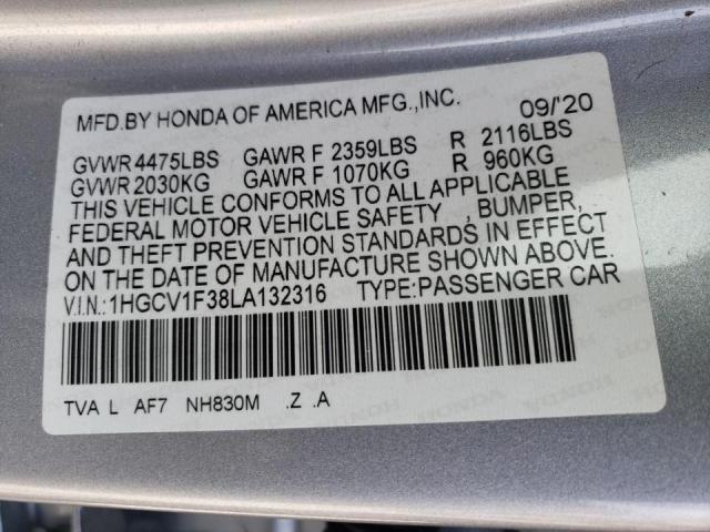 2020 HONDA ACCORD SPO 1HGCV1F38LA132316