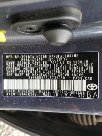 2018 TOYOTA COROLLA L 5YFBURHE3JP739050