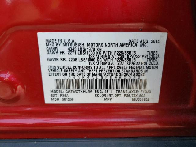 2015 MITSUBISHI OUTLANDER 4A4AP4AU8FE005590