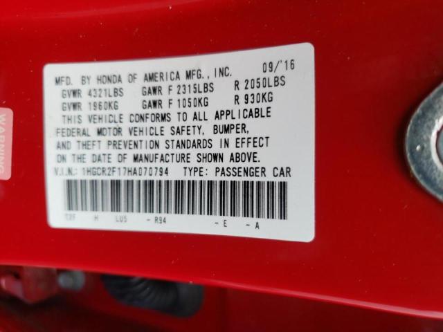 2017 HONDA ACCORD SPO 1HGCR2F17HA070794