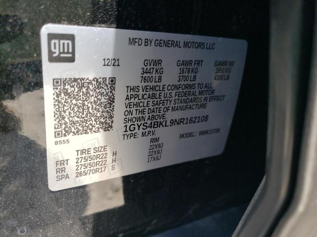2022 CADILLAC ESCALADE 1GYS4BKL9NR162108