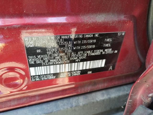 2019 TOYOTA RAV4 ADVEN 2T3J1RFV3KW007466