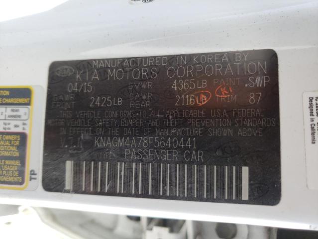 2015 KIA OPTIMA LX KNAGM4A78F5640441