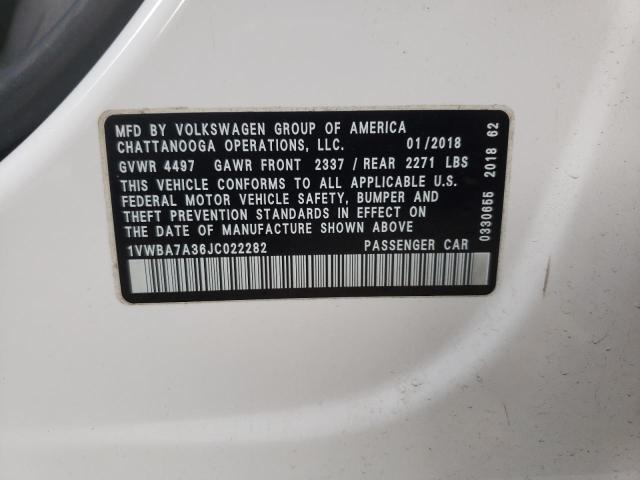 2018 VOLKSWAGEN PASSAT SE 1VWBA7A36JC022282