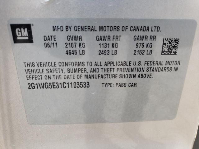 2G1WG5E31C1103533 Chevrolet Impala Lt 2012. Фото: 9