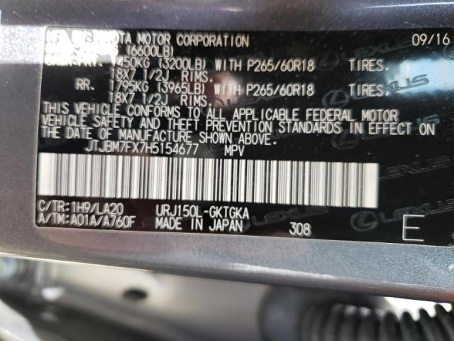 2017 LEXUS GX 460 JTJBM7FX7H5154677