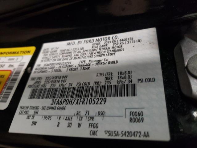 2015 FORD FUSION SE 3FA6P0H7XFR105229