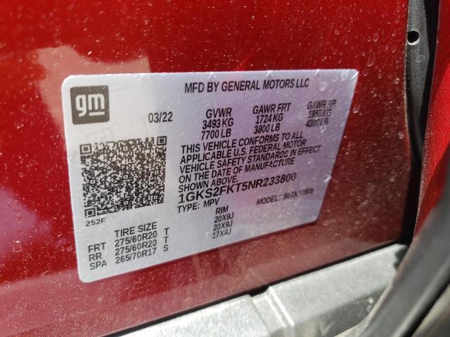 2022 GMC YUKON XL 1GKS2FKT5NR233800