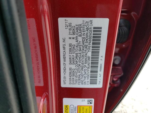 2018 HONDA ACCORD EXL 1HGCV1F58JA072987