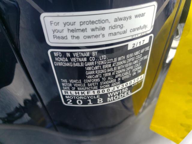 2018 HONDA PCX 150 RLHKF1800JY300304