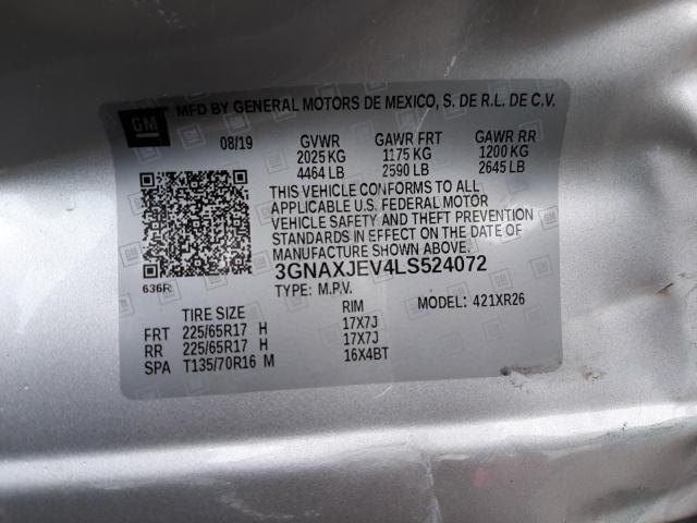 2020 CHEVROLET EQUINOX LT 3GNAXJEV4LS524072
