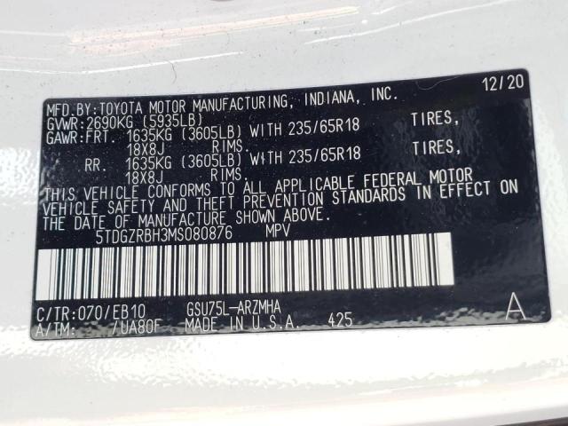 2021 TOYOTA HIGHLANDER 5TDGZRBH3MS080876