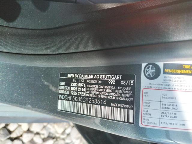 2016 MERCEDES-BENZ E-CLASS E3 WDDHF5KB5GB258614