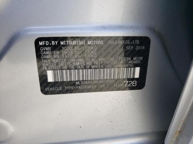 2019 MITSUBISHI MIRAGE LE ML32A5HJ6KH000589