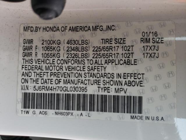 2016 HONDA CR-V EXL 5J6RM4H70GL030395