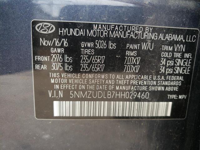 2017 HYUNDAI SANTA FE S 5NMZUDLB7HH029460
