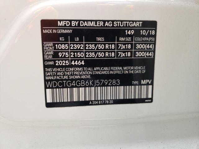 2019 MERCEDES-BENZ 250C WDCTG4GB6KJ579283