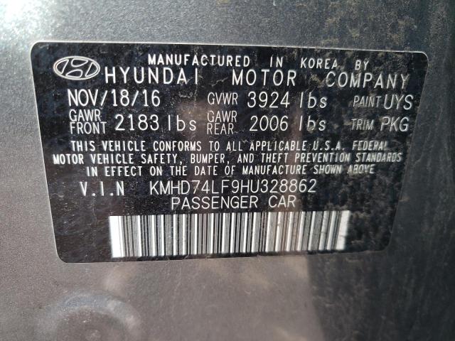 2017 HYUNDAI ELANTRA SE KMHD74LF9HU328862