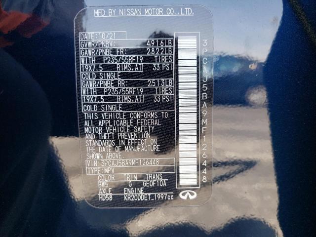 2021 INFINITI QX50 LUXE 3PCAJ5BA9MF126448