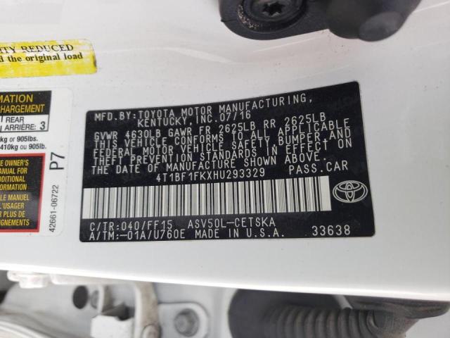 2017 TOYOTA CAMRY LE 4T1BF1FKXHU293329