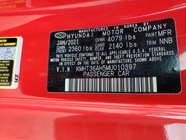 2021 HYUNDAI VELOSTER N KMHT36AH5MU010397