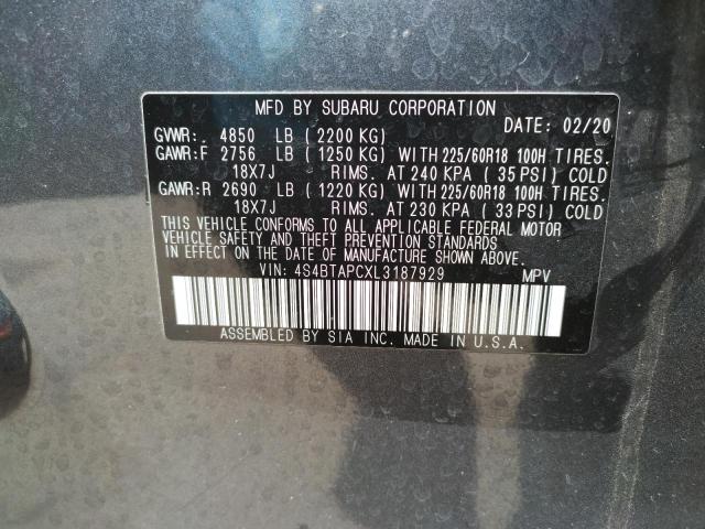 2020 SUBARU OUTBACK TO 4S4BTAPCXL3187929