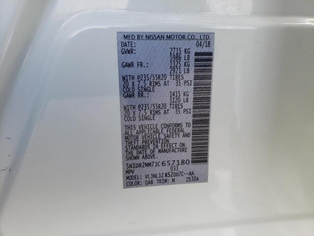 2018 NISSAN PATHFINDER 5N1DR2MM7JC657180