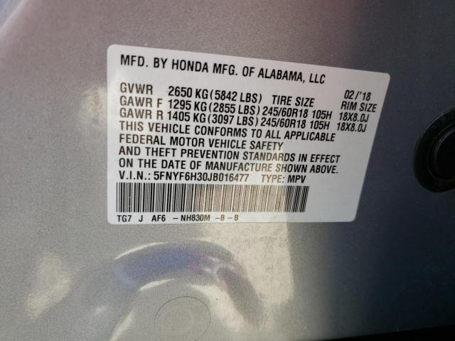 2018 HONDA PILOT EX 5FNYF6H30JB016477