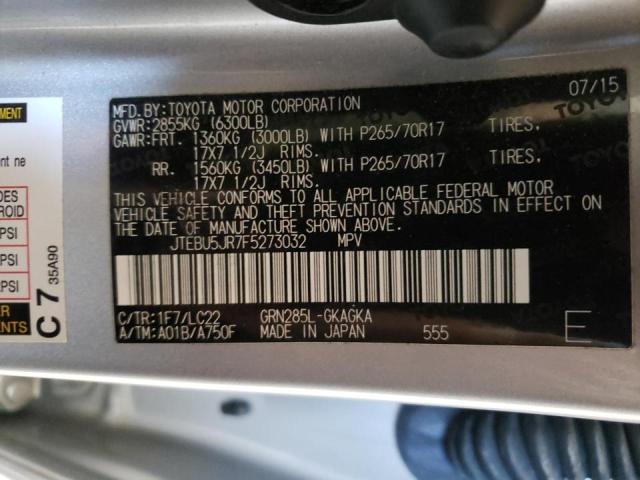 2015 TOYOTA 4RUNNER SR JTEBU5JR7F5273032