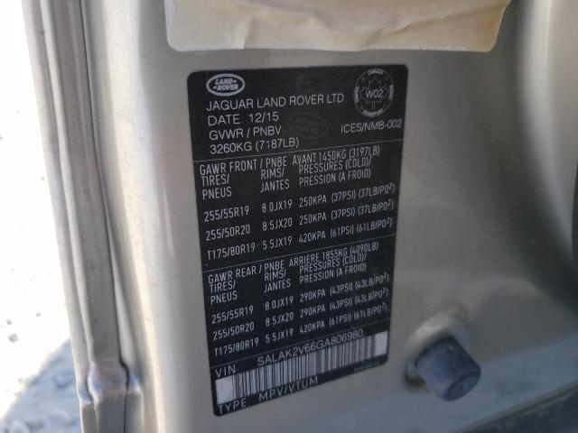 2016 LAND ROVER LR4 HSE LU SALAK2V66GA806980
