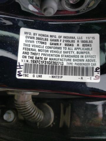 2016 HONDA CIVIC EX 19XFC1F31GE202713