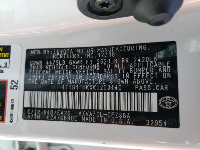 2019 TOYOTA CAMRY L 4T1B11HKXKU203440