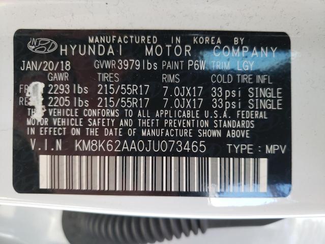 2018 HYUNDAI KONA SEL KM8K62AA0JU073465