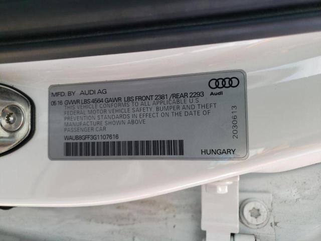 2016 AUDI A3 PREMIUM WAUB8GFF3G1107616