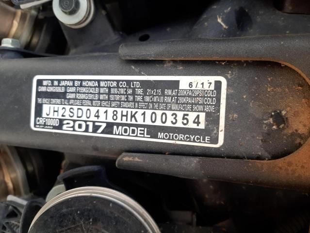 2017 HONDA CRF1000 JH2SD0418HK100354