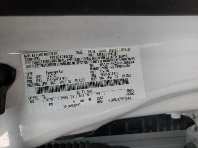 2016 FORD FOCUS SE 1FADP3K28GL286224