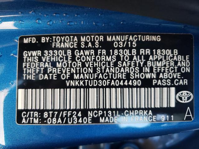 2015 TOYOTA YARIS VNKKTUD30FA044490