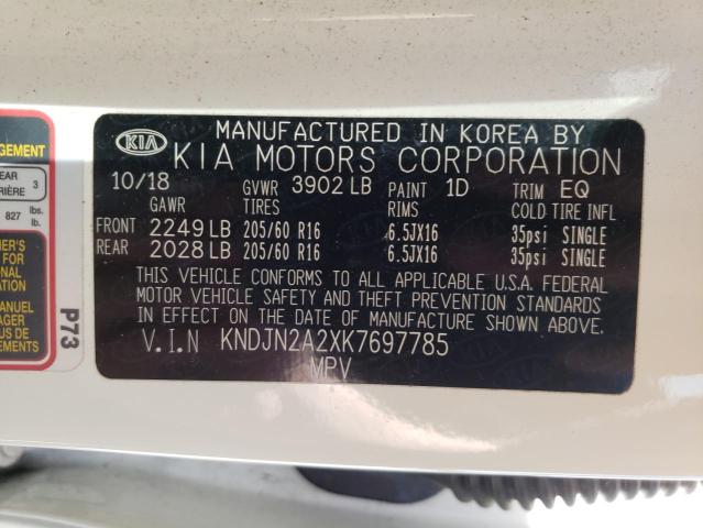 2019 KIA SOUL KNDJN2A2XK7697785