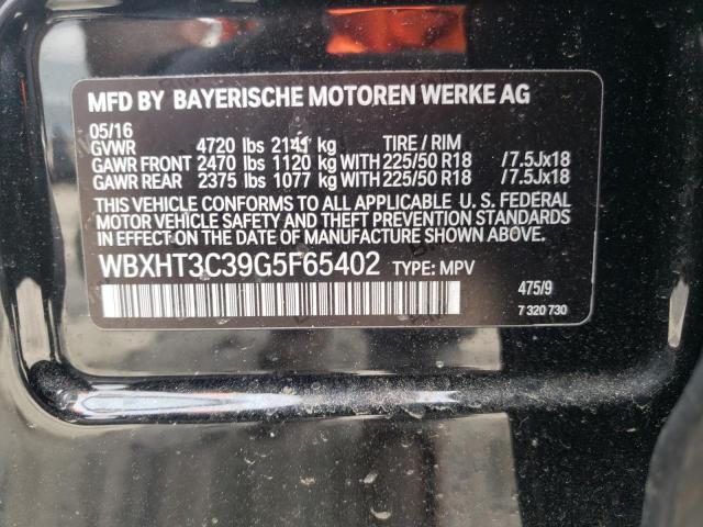 2016 BMW X1 XDRIVE2 WBXHT3C39G5F65402