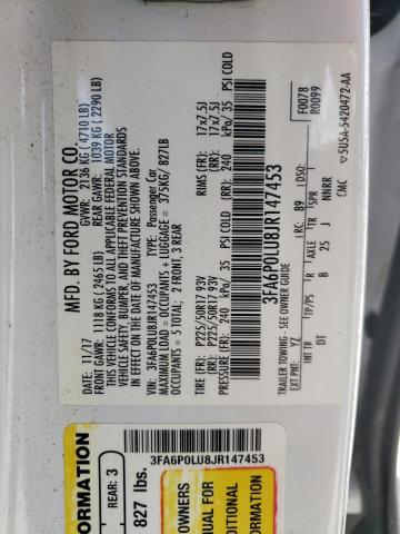 2018 FORD FUSION SE 3FA6P0LU8JR147453