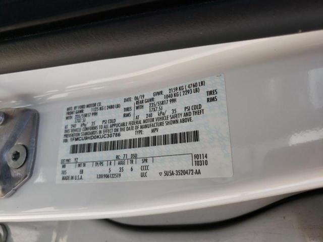 1FMCU9HD0KUC30786 Ford Escape Sel 2019. Фото: 9