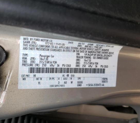 2016 FORD FOCUS SE 1FADP3F28GL202431