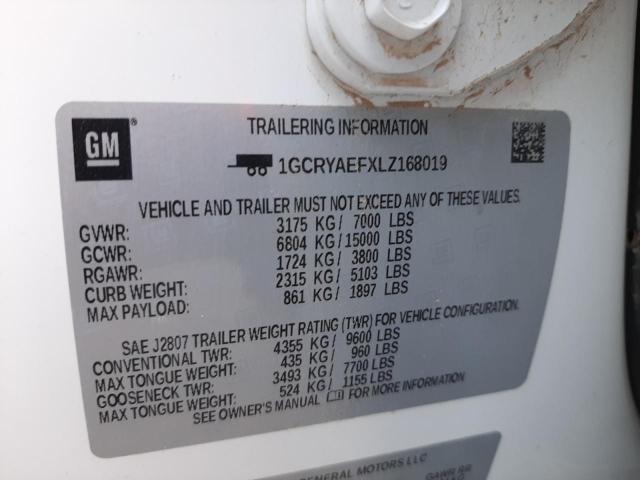 1GCRYAEFXLZ168019 Chevrolet Silverado 2020. Фото: 9