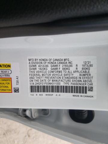 2022 HONDA CIVIC TOUR 2HGFE1F93NH311000