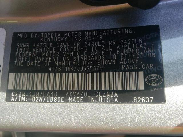 2018 TOYOTA CAMRY L 4T1B11HK7JU635675