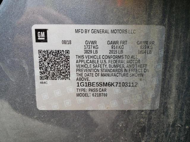 2019 CHEVROLET CRUZE LT 1G1BE5SM6K7103112