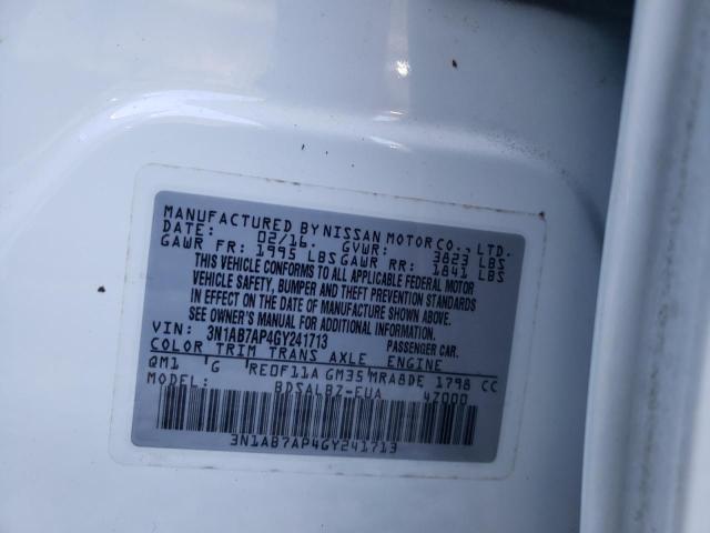 2016 NISSAN SENTRA S 3N1AB7AP4GY241713