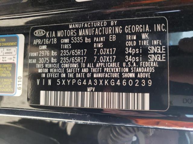 2019 KIA SORENTO L 5XYPG4A3XKG460239